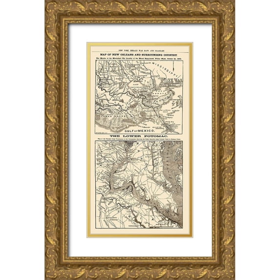 Waters 19x32 Gold Ornate Wood Framed with Double Matting Museum Art Print Titled - New Orleans Louisiana Lower Potomac River