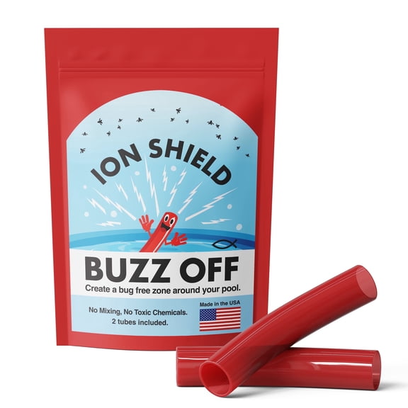 Buzz Off Ion Shield Pool Bug Deterrent 2 Tubes per Pack Chemical-Free Insect Barrier Pet Safe Treats 10,000 Gallons (1 Tube per 5,000 Gallons)