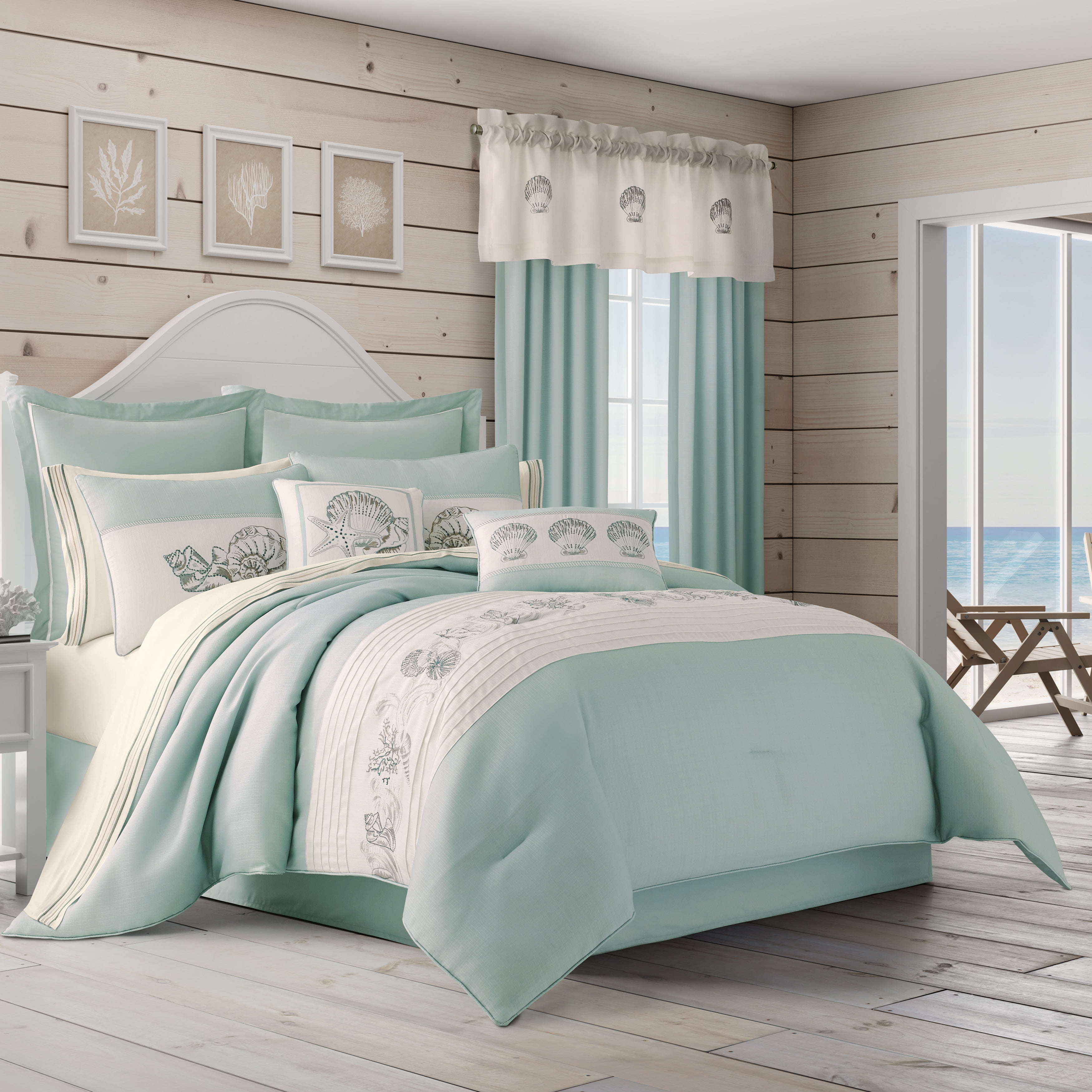 Royal Court Water s Edge 4 piece Coastal Comforter Set Queen Walmart