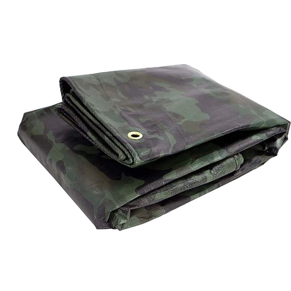 Watershed Innovations Heavy Duty Waterproof Camo Tarp - Reversible Camouflage/Green Tarp -12ft x 12ft with UV Protection for Outdoor Camping RV Truck and Trailers