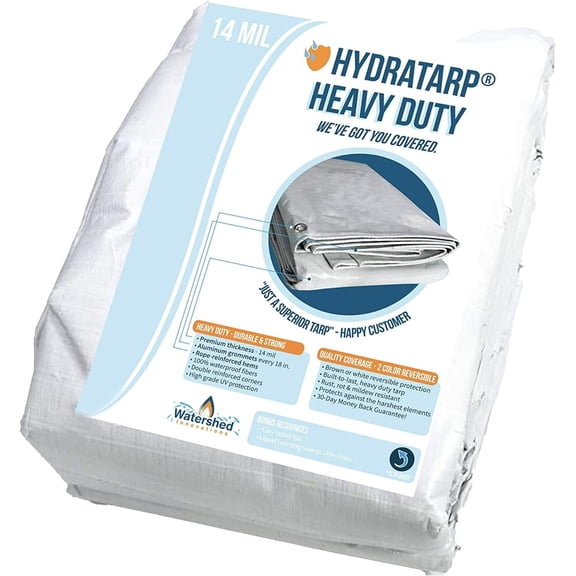 Watershed Innovations HydraTarp Heavy-Duty Waterproof Tarp 14 Mil 12ft x 12ft White/Brown