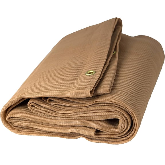 Watershed Innovations Tan Mesh Tarp 12ft x 12ft. 270GSM Heavy Duty Material with Brass Grommets Every 18” to 21”. Provides 60% - 70% Shade While Allowing air to Flow. Canopy, Greenhouse, Gardens