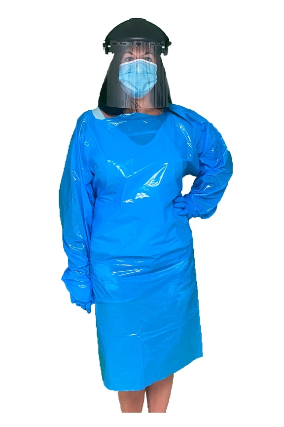 Tru Blu Protection Isolation Gown, Level 2, Size Large, 5 Gowns Per Pack, Made In The USA