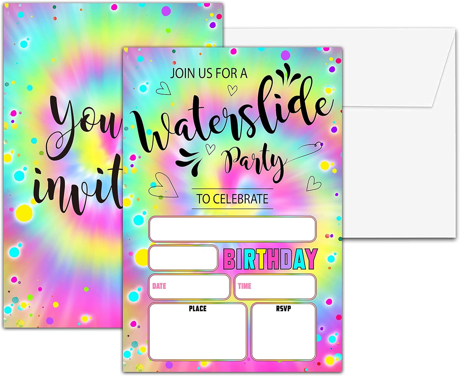 Waterslide Birthday Party Invitations Summer Pool Birthday Double