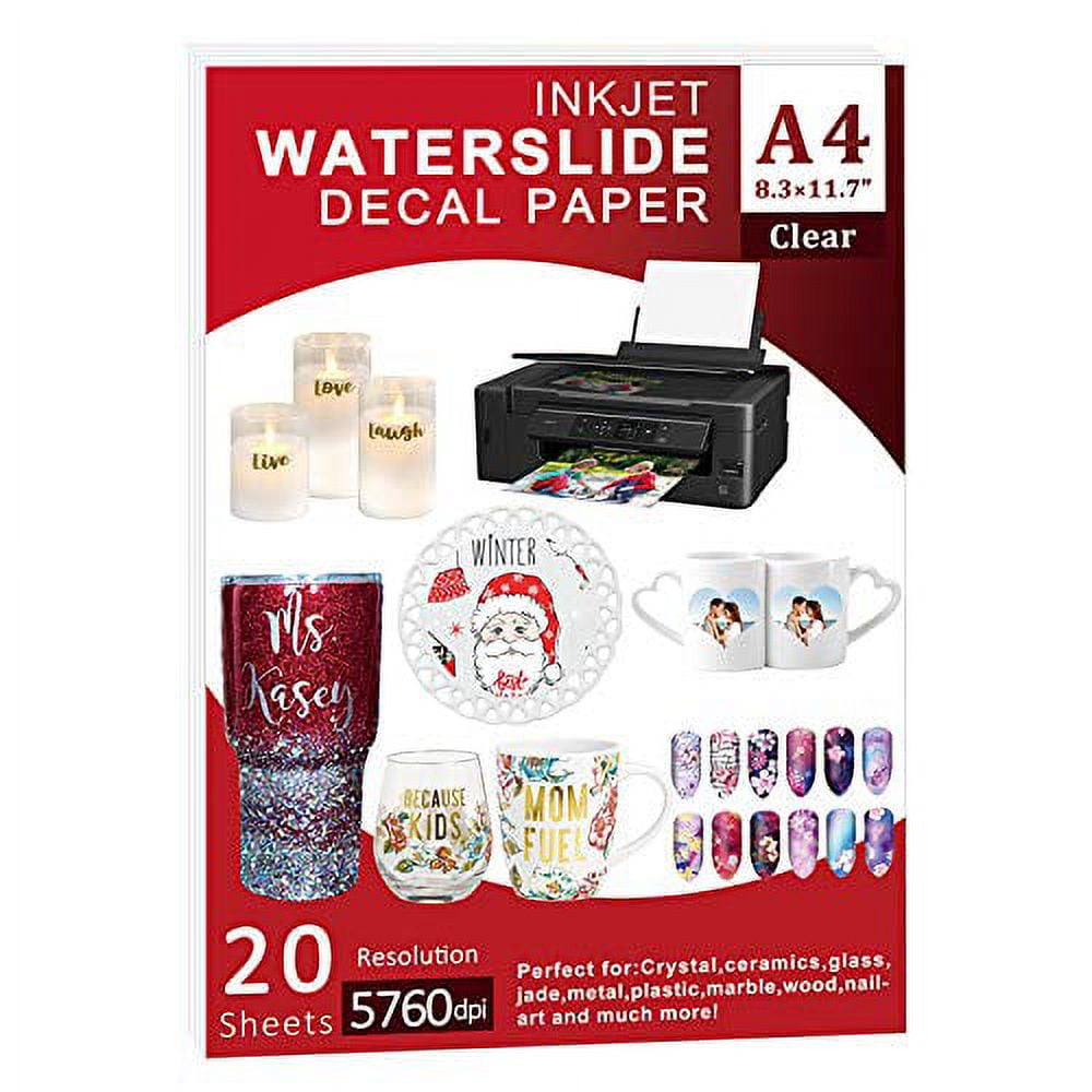Waterslide Paper20 sheet Inkjet Water Slide Paper,A4 Size clear