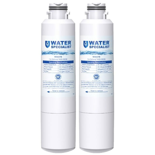 Waterspecialist DA29-00020B Refrigerator Water Filter, Replacement for Samsung HAF-CIN, HAF-CIN/EXP, DA29-00020A/B, DA97-08006A, DA2900020B, RF28HMEDBSR, RF4287HARS, 2 Filters