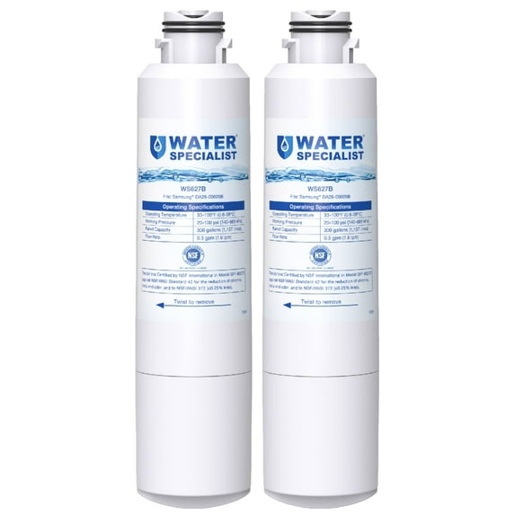 Waterspecialist DA29-00020B Refrigerator Water Filter, Replacement for Samsung HAF-CIN, HAF-CIN/EXP, DA29-00020A/B, DA97-08006A, DA2900020B, RF28HMEDBSR, RF4287HARS, 2 Filters