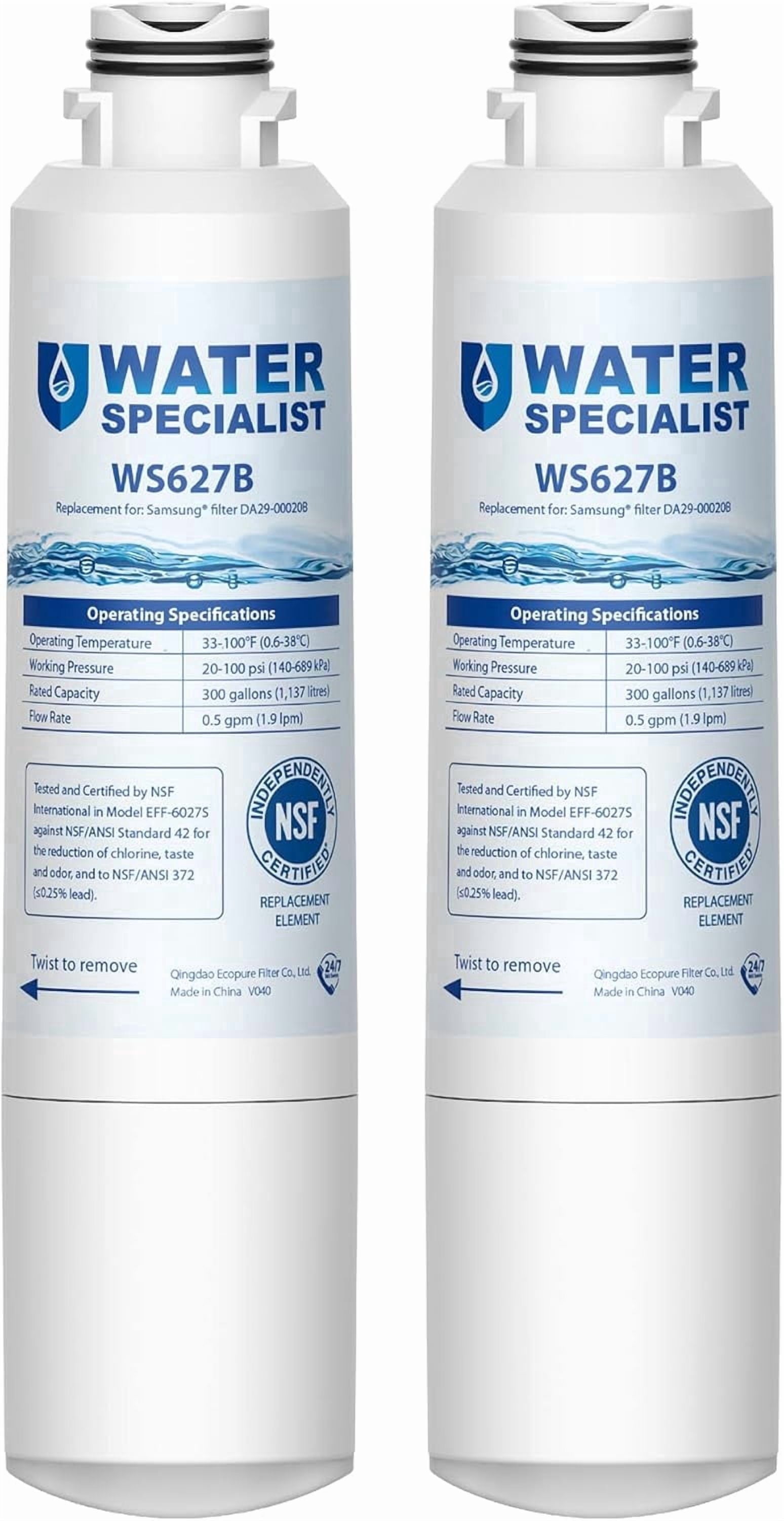 Waterspecialist F27 Refrigerator Water Filter Replacement for Samsung® DA29-00020B, HAF-CIN, RS25J500DSR, RF28HMEDBSR, HAF-CIN/EXP, RF4287HARS, RF28HFEDBSR, 2 Pack