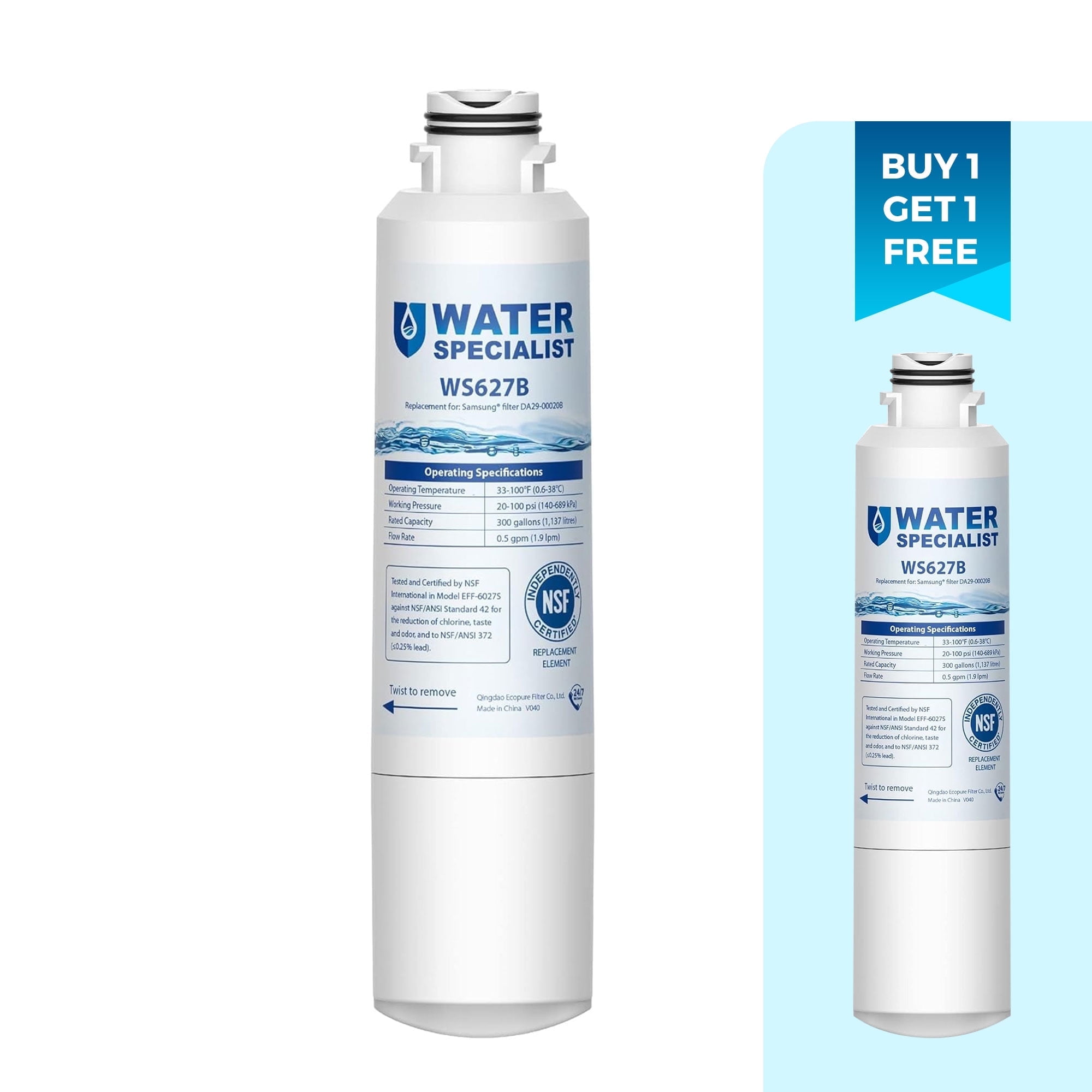Waterspecialist WS648A Replacement For GE® XWF, NSF Certified Refrigerator Water Filter 3 Filters Not Xwfe