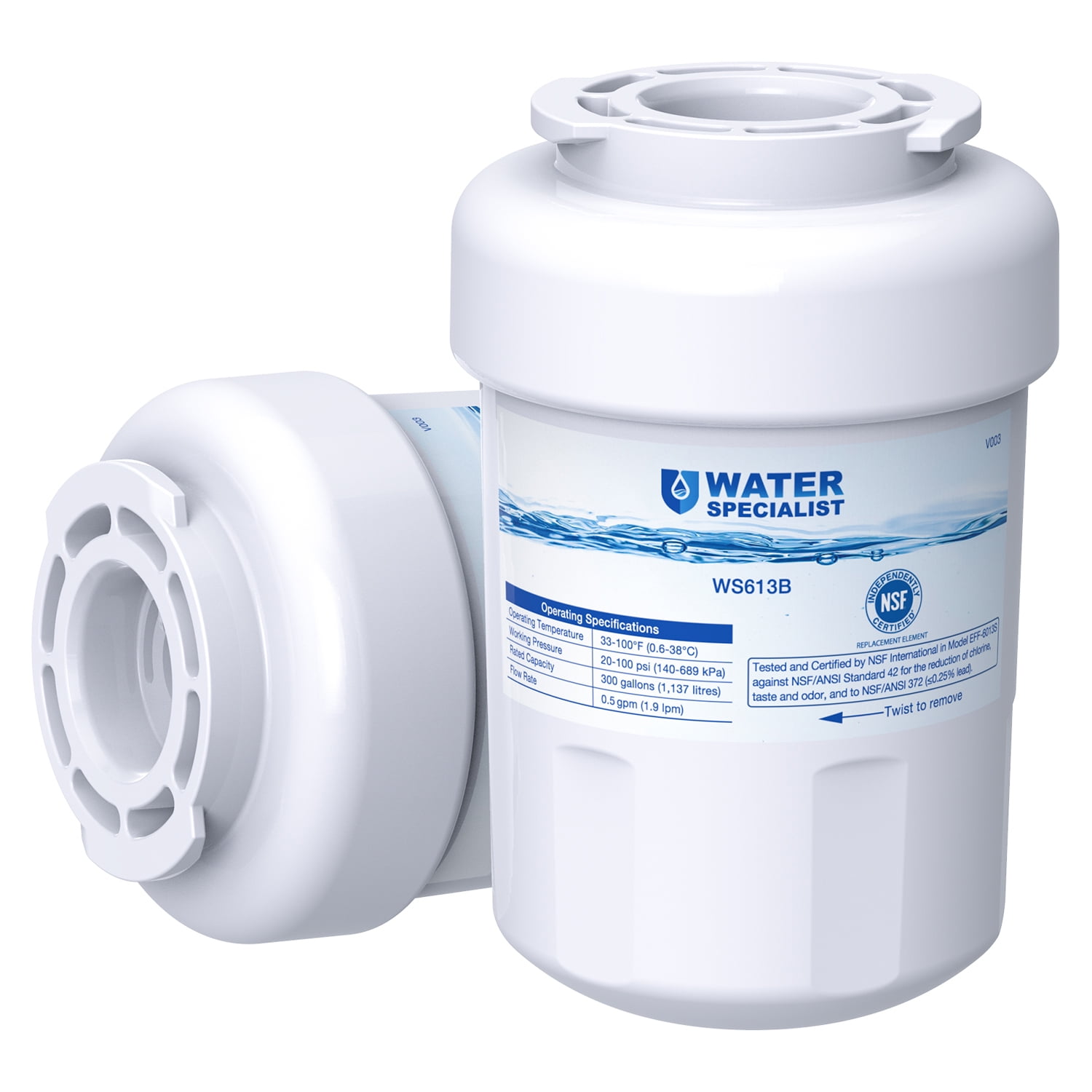 Waterspecialist MWF Refrigerator Water Filter, Replacement for GE