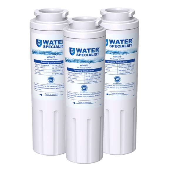 Waterspecialist UKF8001 Water Filter, Replacement for EveryDrop Filter 4, Whirlpool EDR4RXD1, 4396395, Wrx735sdbm00, Mfi2570fez Msd2651heb, Krfc300ess01, 469006, Pack of 3