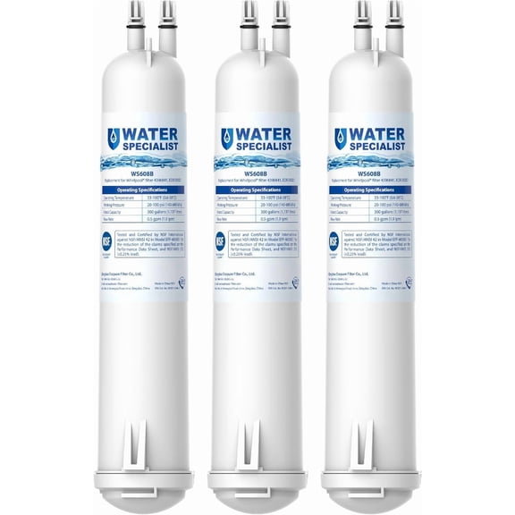 Waterspecialist WS608 Water Filter, Replacement for Whirlpool EDR3RXD1, 4396841, Everydrop Filter 3, 4396710, Kenmore 46-9083, 46-9030, Refrigerator Water Filter, 3 Filters
