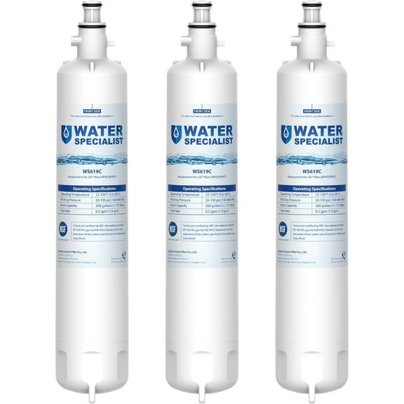 Waterspecialist WS619C Replacement for RPWFE, RPWF (Built-in CHIP) Refrigerator Water Filter, Compatible with GYS22GMNES, GYE22HSKSS, PYE22PELDS, GFE26GMKES, GFE26GGHWW, GFE28GYNFS,3 Filters