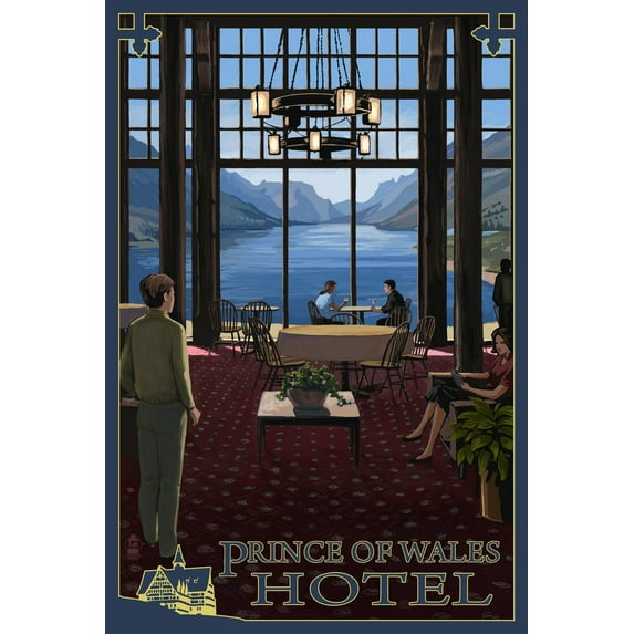 Waterton National Park, Prince of Wales Hotel Interior (12x18 Wall Art Poster, Room Decor)