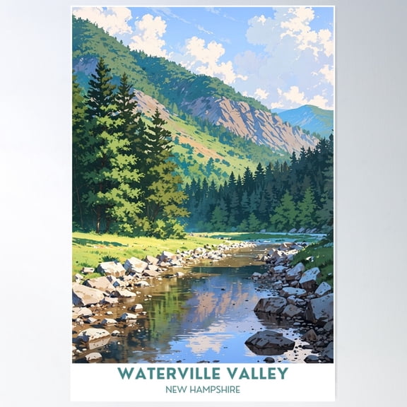 Waterville Valley, New Hampshire, Beautiful Mountain Landscape Poster Wall Art, Modern Wall Decor For Living Room Bedroom, 8x12 UNFRAMED