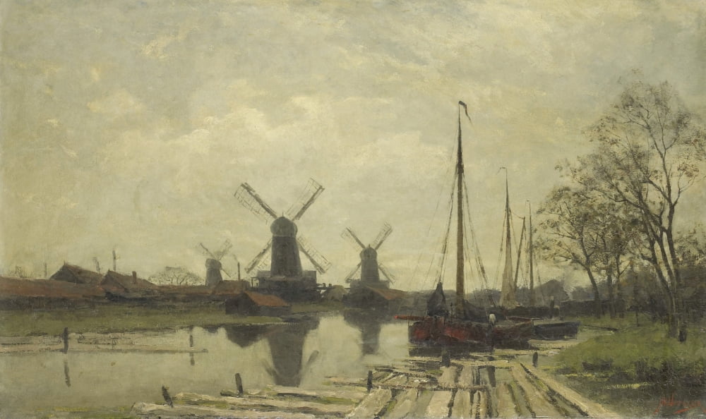 Waterway Near The Baarsjes Canvas Art - (36 x 24)