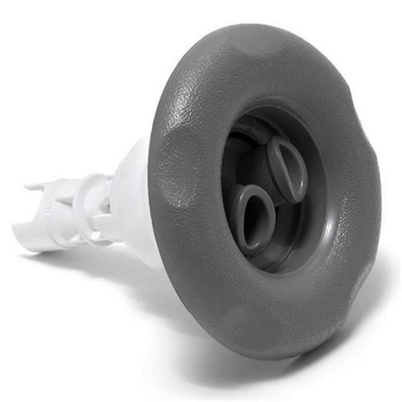 Waterway Plastics 212-8177S 4 in. Poly Storm Twin Roto Snap-In Spa Jet Internals with Five-Scallop Escutcheon Large Face & Stainless Escutcheon, Gray