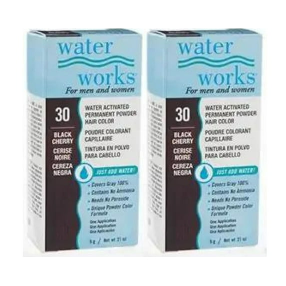 Waterworks Water Activated Permanent Powder Hair Color 6g / 0.21 oz - #30 Black Cherry x 2