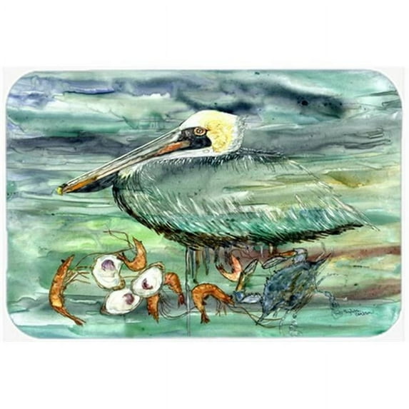Watery Pelican- Shrimp- Crab & Oysters Glass Cutting Board- Large