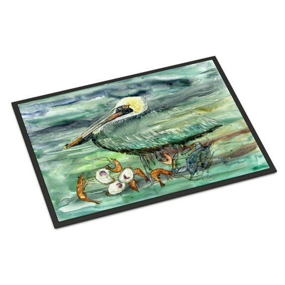 Watery Pelican, Shrimp, Crab and Oysters Door Mat