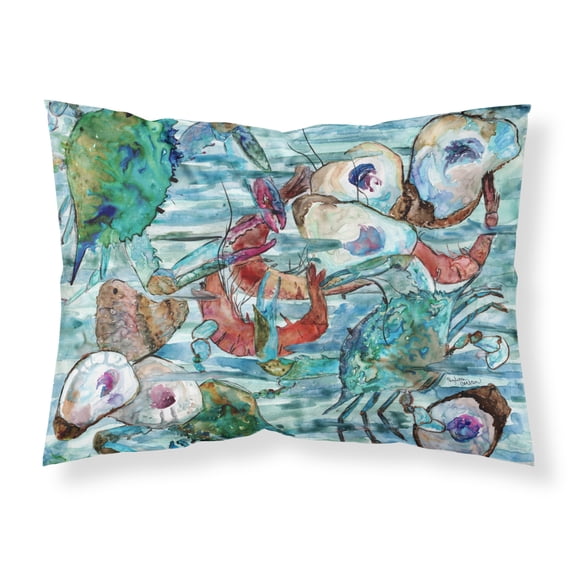 Watery Shrimp Crabs and Oysters Fabric Standard Pillowcase