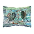 thumbnail image 1 of Watery Teal and Purple Crabs Canvas Fabric Decorative Pillow, 1 of 3