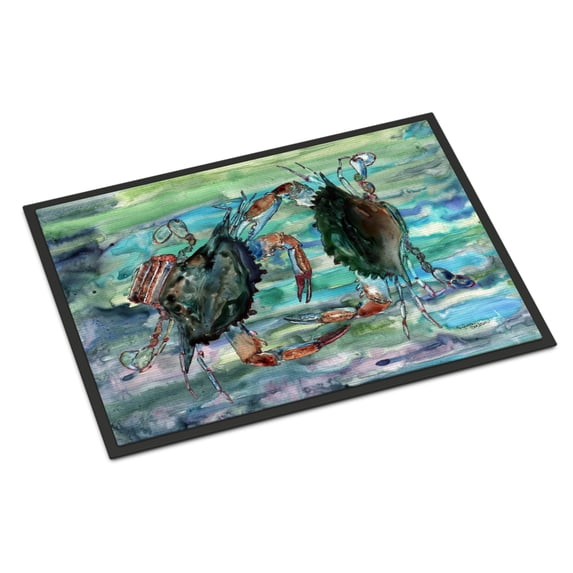 Watery Teal and Purple Crabs Door Mat