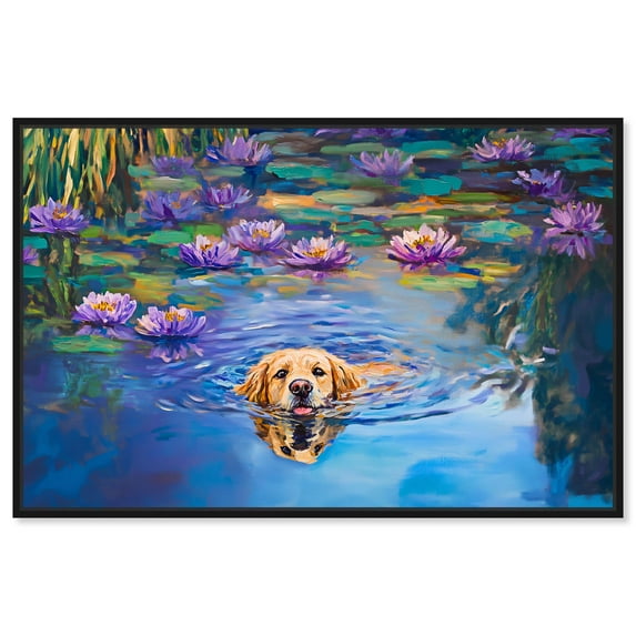 Watery Wag I Canvas Van Gogh Pets by Art Remedy, Black Frame, 15 x 10