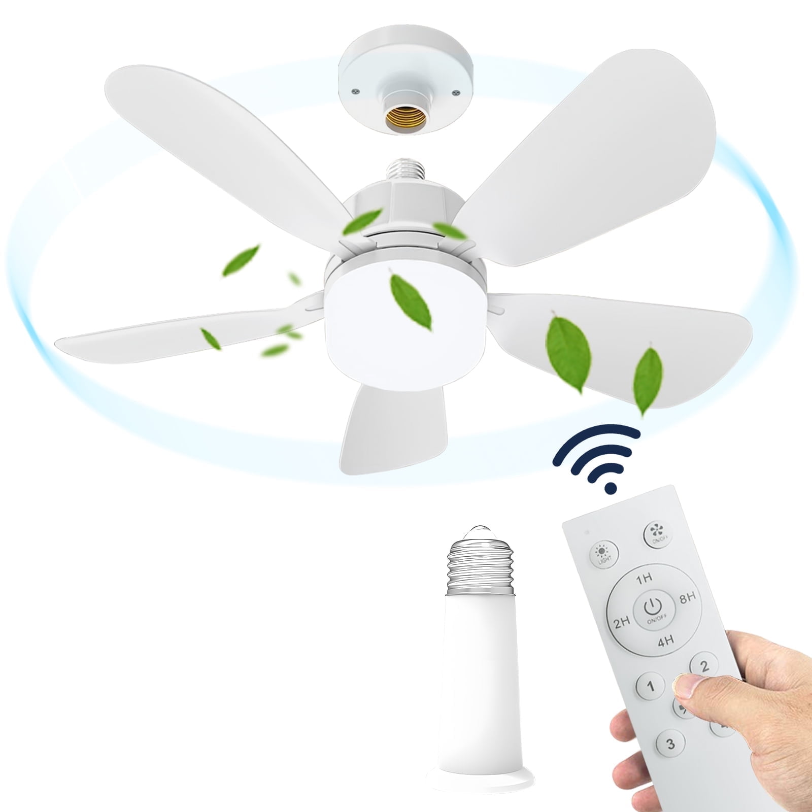 Watfal 19.7" Ceiling Fans with Lights, Dimmable Flush Mount Light with Remote Control, 3 Colors and 4 Wind Speeds, Quiet Fan Lamp Air Circulator E26/27 Screw in for Modern Room 26W