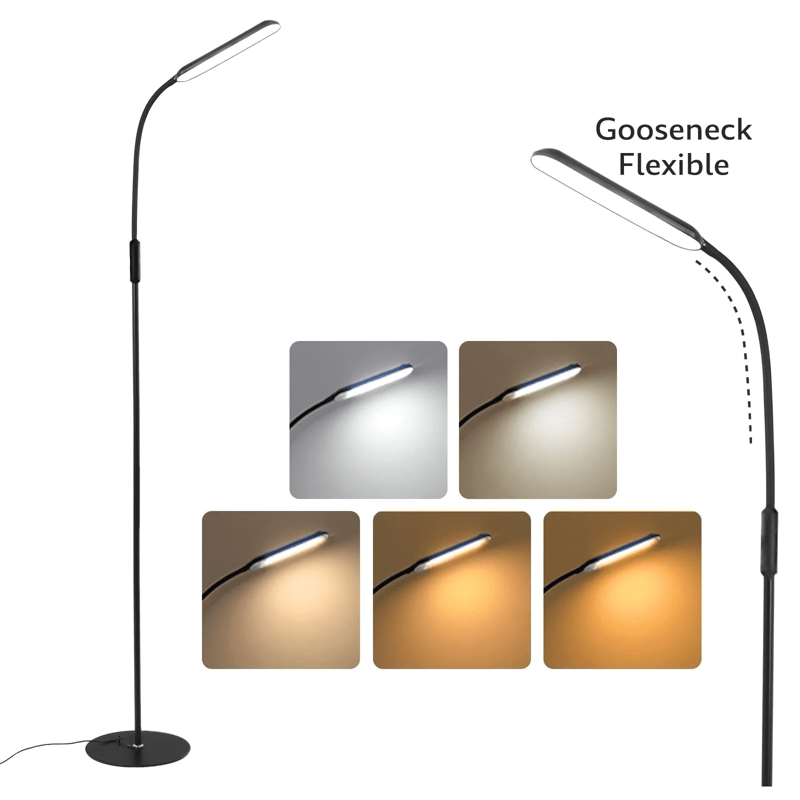 Watfal Modern Floor Lamp, Stepless Adjustable Brightness with 5 Color Temps, Touch Control LED Light for Drawing, Reading, Lash Extensions