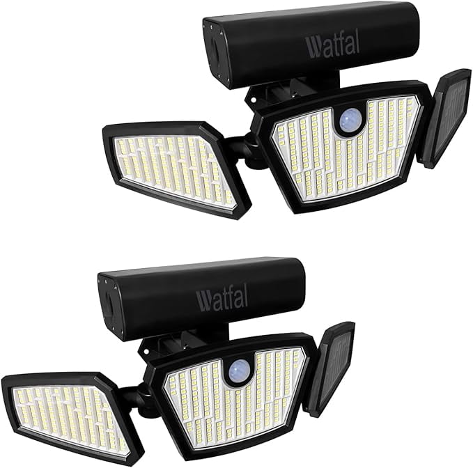 Watfal Motion Sensor Lights 2 Pack 2100LM, IP65 Battery Powered Flood Lights for Garage, Basement, Yard