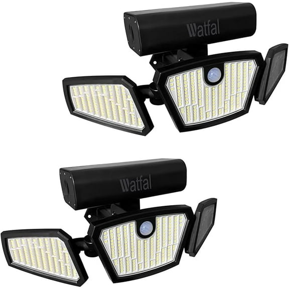 Watfal Motion Sensor Lights 2 Pack 2100LM, IP65 Battery Powered Flood Lights for Garage, Basement, Yard