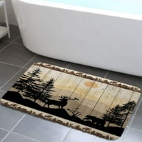 Wathon forest Deer Flannel Bath Rug, 17" x 29", Fade Resistant