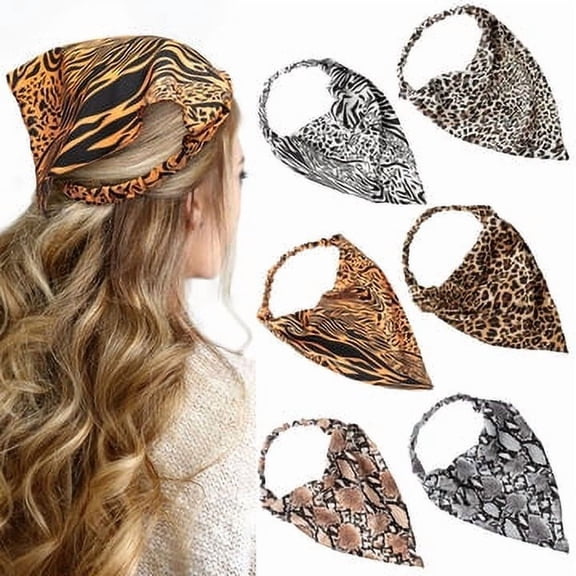MALLMALL6 Retro Headbands,  6 Pcs Leopard , Snake, Zebra Pattern Elastic Turban Headbands