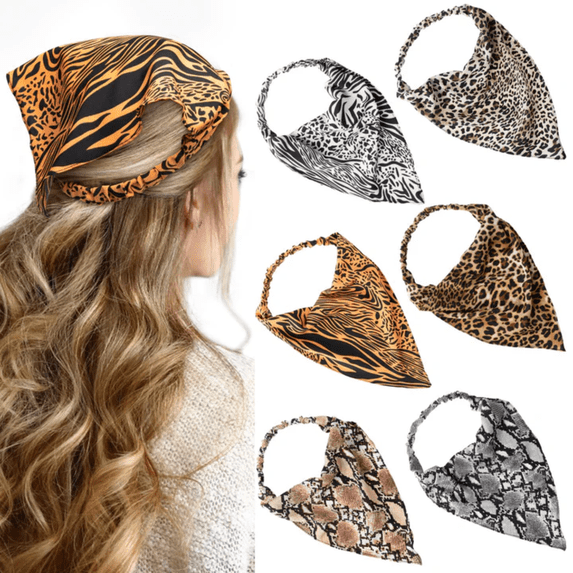 MALLMALL6 Retro Hair Scarf Headband,Triangle Head Kerchief Elastic Turban Headbands,6Counts