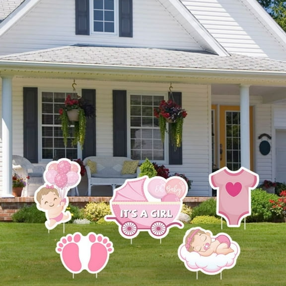 Haooryx Gender Reveal Yard Signs for Garden Party Decoration, Set of 5
