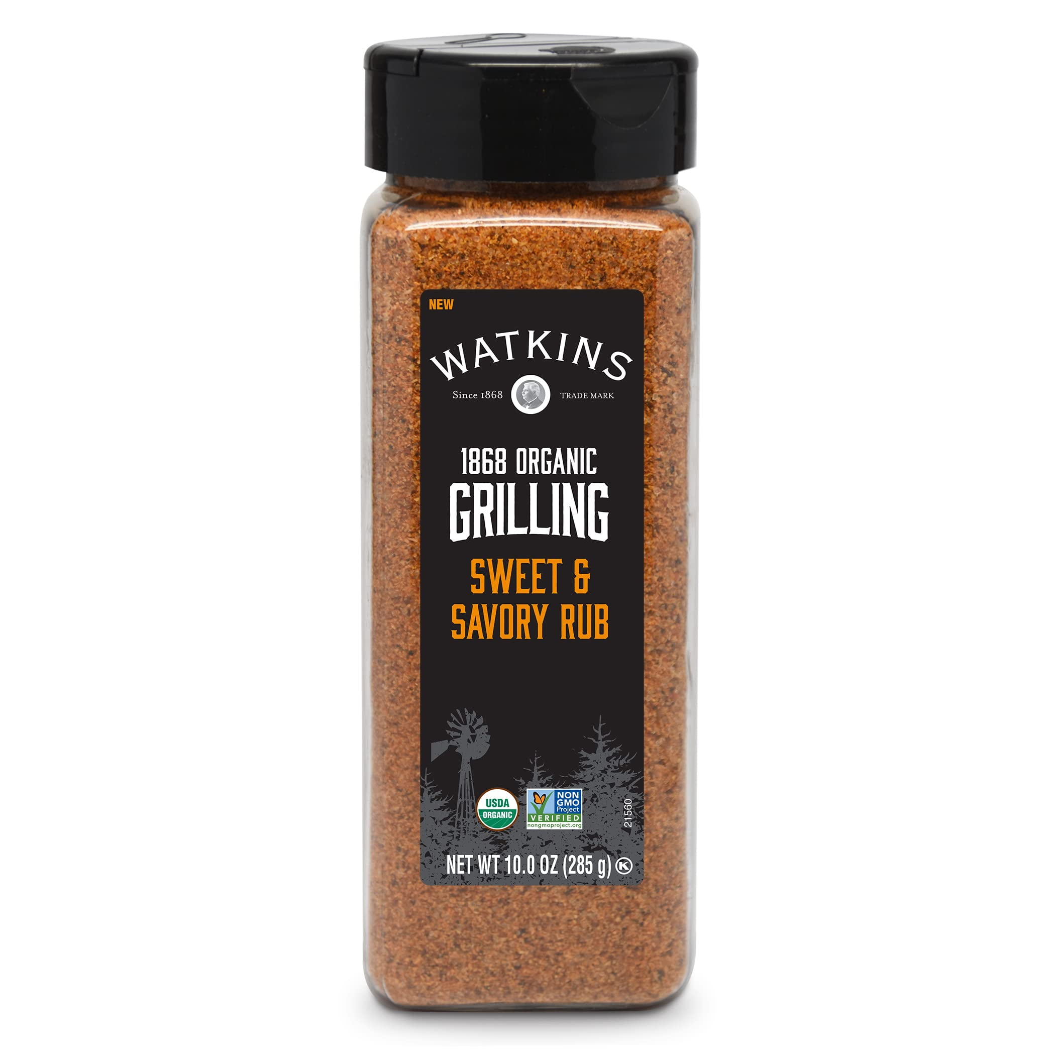 Watkins 1868 Organic Sweet & Savory Grilling Rub - Bulk 10 Oz Shaker, USDA Organic, Non-GMO, Gluten-Free