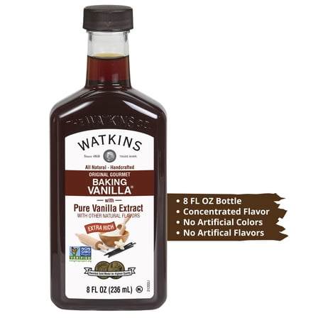 Watkins Original Gourmet Baking Vanilla, 8 fl oz – Rich Vanilla Flavor for Everyday Baking & Desserts