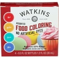 thumbnail image 1 of Watkins Assorted No Artificial Dyes Gels Food Coloring Multipack, 1.2 fl oz, 4 Count, Box, 1 of 3