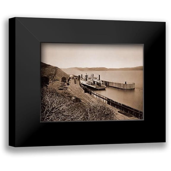 Watkins, Carleton 14x12 Black Modern Framed Museum Art Print Titled - The Ferryboat Solano, Port Costa, California, after 1879