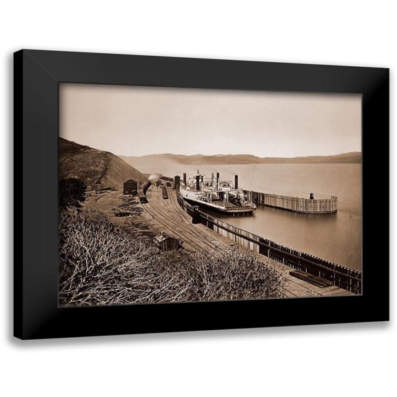 Watkins, Carleton 14x12 Black Modern Framed Museum Art Print Titled - The Ferryboat Solano, Port Costa, California, after 1879