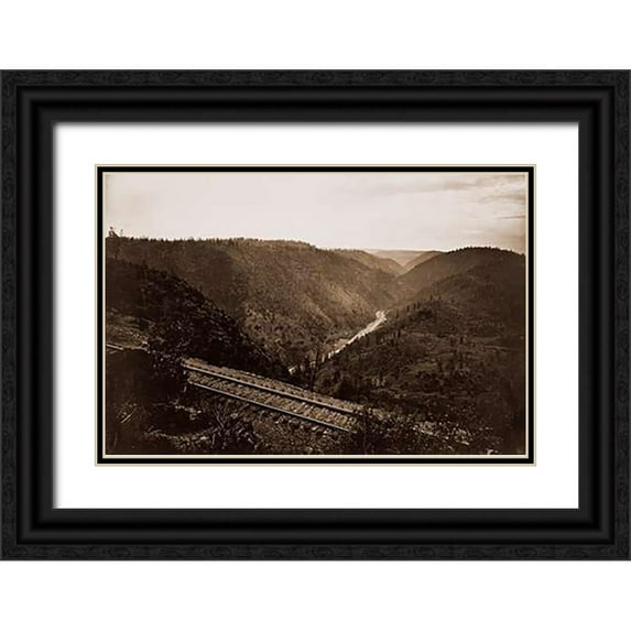 Watkins, Carleton 18x13 Black Ornate Wood Framed with Double Matting Museum Art Print Titled - Cape Horn, C.P.R.R., Nevada County, California, about 1880