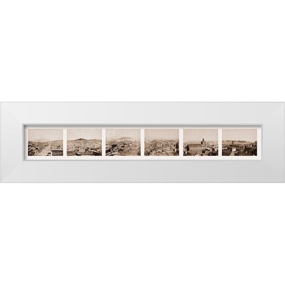 Watkins, Carleton 18x6 White Modern Wood Framed Museum Art Print Titled - Six-part Panorama of San Francisco, 1855-1856
