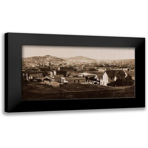 Watkins, Carleton 24x14 Black Modern Framed Museum Art Print Titled - City Front from Rincon Hill, San Francisco, California, 1860