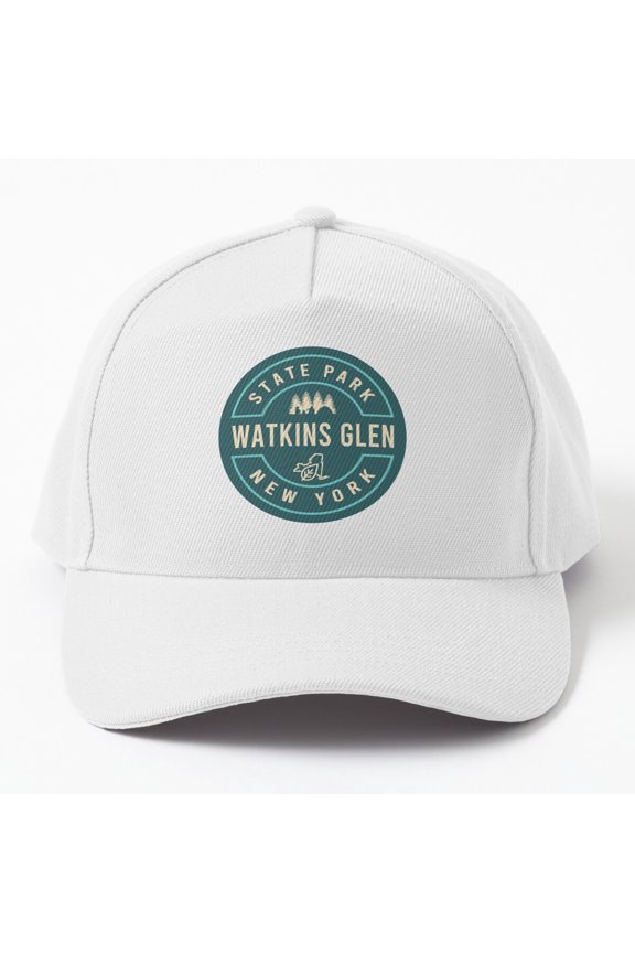 Watkins Glen State Park Blue Logo Baseball Hat, New York Travel Graphic Design, Classic Cap