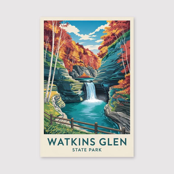 Watkins Glen State Park Travel Print Canvas Wall Art, Watkins Glen Wall Hanging Home decor Watkins Glen Canvas Art, New York State Art Canvas-1WN319
