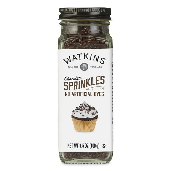 Watkins Gourmet Decorating Sprinkles, Chocolate. 3.5 oz (Brown Colored Whole Glass Bottle)