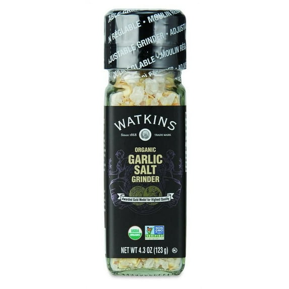 Watkins Gourmet Organic Spice Grinder, Garlic Salt, 4.3 oz