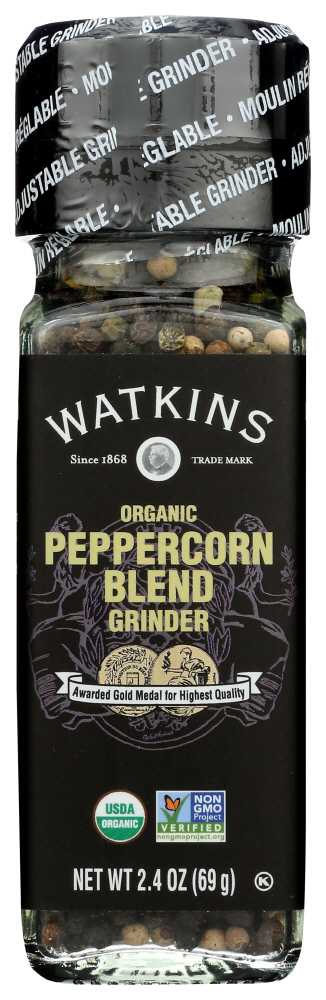 Watkins Gourmet Organic Spice Grinder, Peppercorn Blend, 2.4 oz (Glass Container, Shelf Stable, Fish-Free) - image 1 of 9