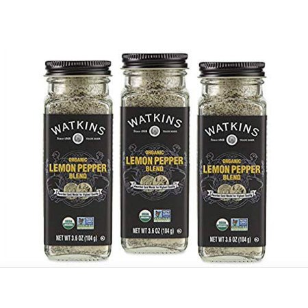 Watkins Gourmet Organic Spice Jar, Lemon Pepper Blend, 3.6 Ounce Jar, 3 Count